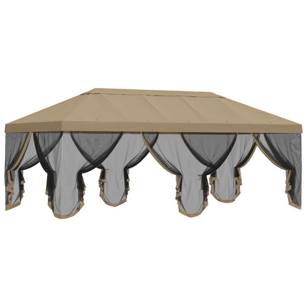 Gazebo-tak med sidoväggar 6 x 3 m Beige Polyester 190