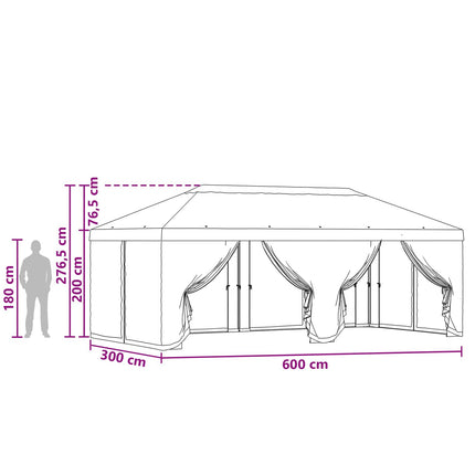 Gazebo-tak med sidoväggar 6 x 3 m Beige Polyester 190