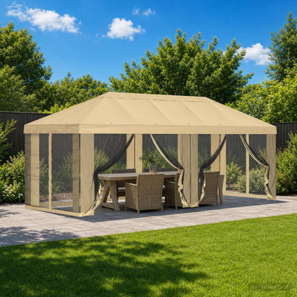 Gazebo-tak med sidoväggar 6 x 3 m Gräddvit Polyester 190