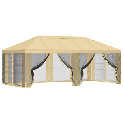 Gazebo-tak med sidoväggar 6 x 3 m Gräddvit Polyester 190