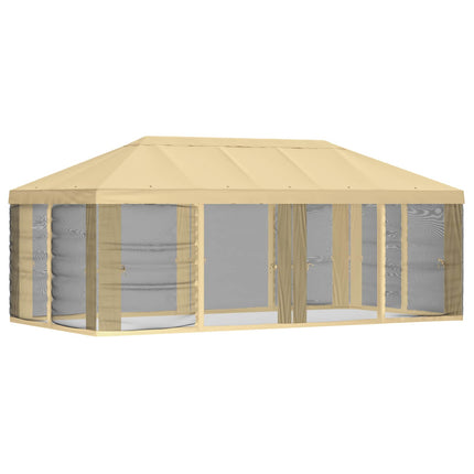 Gazebo-tak med sidoväggar 6 x 3 m Gräddvit Polyester 190