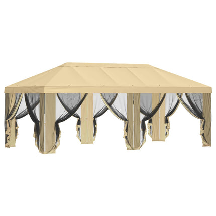 Gazebo-tak med sidoväggar 6 x 3 m Gräddvit Polyester 190