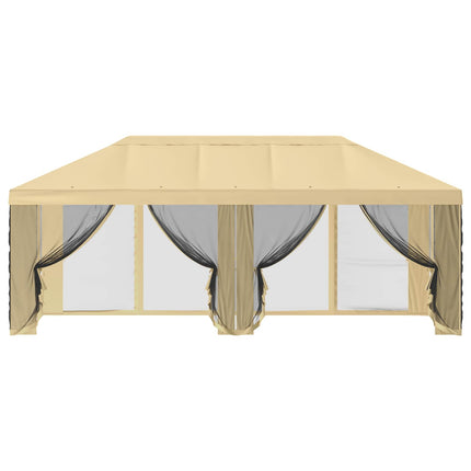 Gazebo-tak med sidoväggar 6 x 3 m Gräddvit Polyester 190