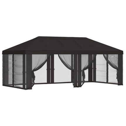 Gazebo-tak med sidoväggar 6 x 3 m Antracit Polyester 190