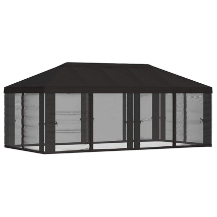 Gazebo-tak med sidoväggar 6 x 3 m Antracit Polyester 190