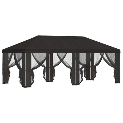 Gazebo-tak med sidoväggar 6 x 3 m Antracit Polyester 190