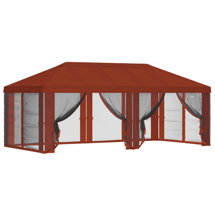 Gazebo-tak med sidoväggar 6 x 3 m Terracotta Polyester 190