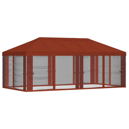 Gazebo-tak med sidoväggar 6 x 3 m Terracotta Polyester 190