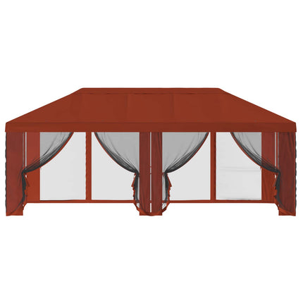 Gazebo-tak med sidoväggar 6 x 3 m Terracotta Polyester 190