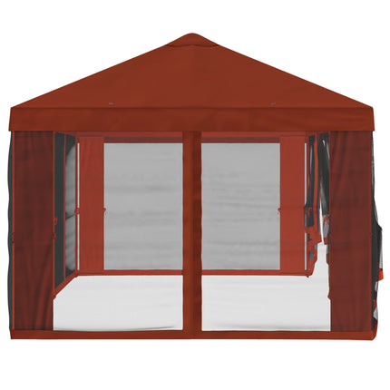 Gazebo-tak med sidoväggar 6 x 3 m Terracotta Polyester 190