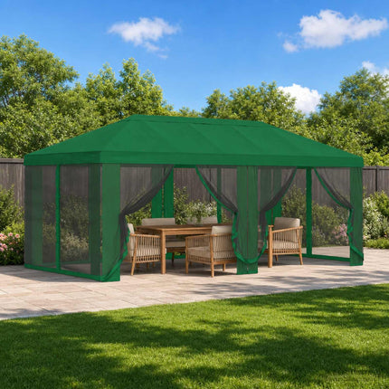 Gazebo-tak med sidoväggar 6 x 3 m Grön Polyester 190