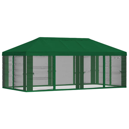 Gazebo-tak med sidoväggar 6 x 3 m Grön Polyester 190