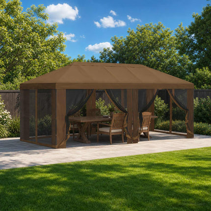 Gazebo-tak med sidoväggar 6 x 3 m Taupe Polyester 190