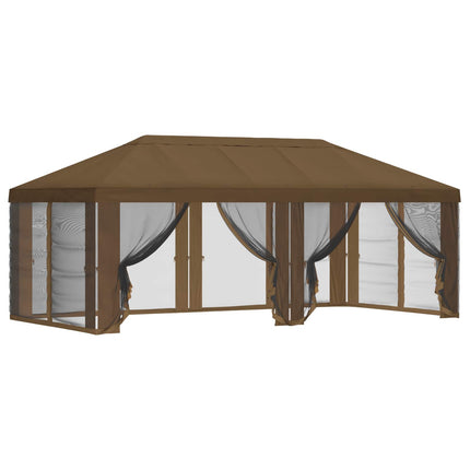 Gazebo-tak med sidoväggar 6 x 3 m Taupe Polyester 190