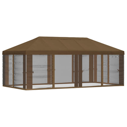 Gazebo-tak med sidoväggar 6 x 3 m Taupe Polyester 190