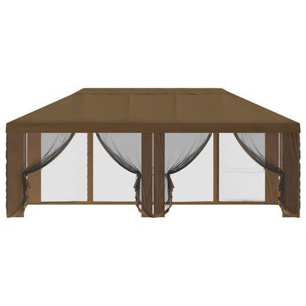 Gazebo-tak med sidoväggar 6 x 3 m Taupe Polyester 190
