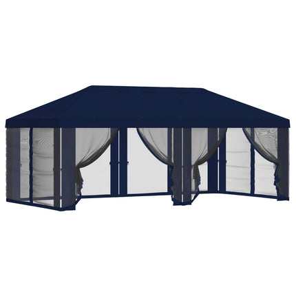 Gazebo-tak med sidoväggar 6 x 3 m Blå Polyester 190