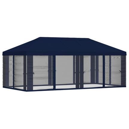 Gazebo-tak med sidoväggar 6 x 3 m Blå Polyester 190