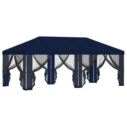 Gazebo-tak med sidoväggar 6 x 3 m Blå Polyester 190