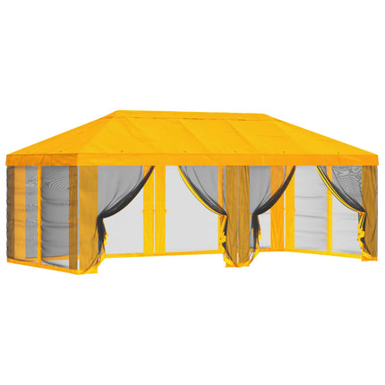 Gazebo-tak med sidoväggar 6 x 3 m Gul Polyester 190