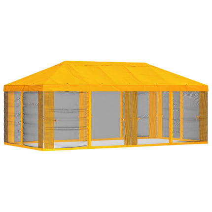 Gazebo-tak med sidoväggar 6 x 3 m Gul Polyester 190