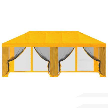 Gazebo-tak med sidoväggar 6 x 3 m Gul Polyester 190