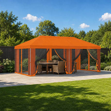 Gazebo-tak med sidoväggar 6 x 3 m Orange Polyester 190