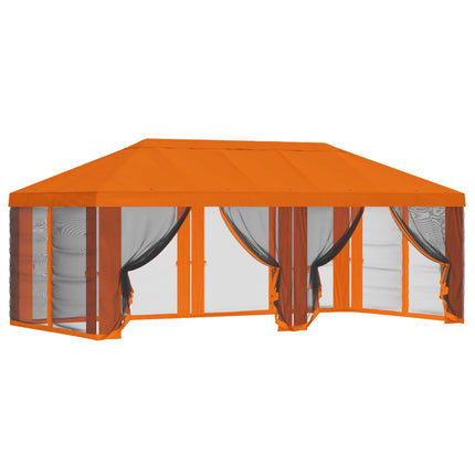 Gazebo-tak med sidoväggar 6 x 3 m Orange Polyester 190