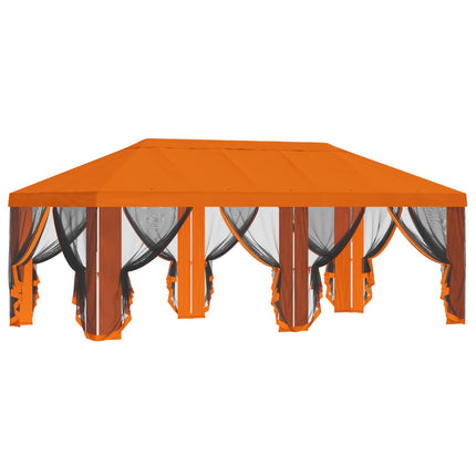 Gazebo-tak med sidoväggar 6 x 3 m Orange Polyester 190