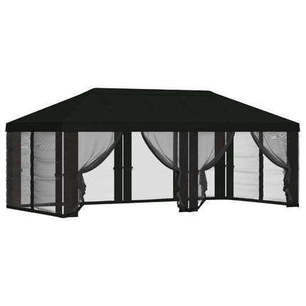 Gazebo-tak med sidoväggar 6 x 3 m Svart Polyester 190
