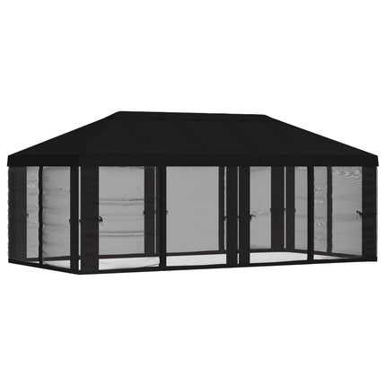 Gazebo-tak med sidoväggar 6 x 3 m Svart Polyester 190