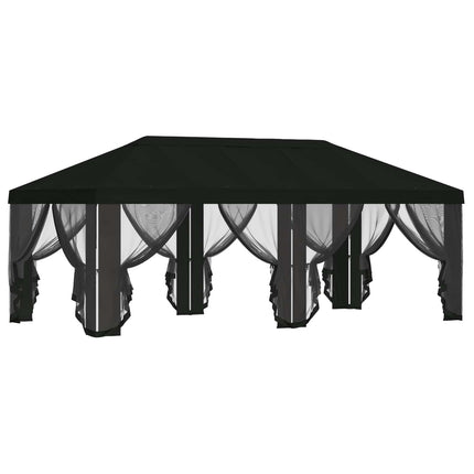Gazebo-tak med sidoväggar 6 x 3 m Svart Polyester 190