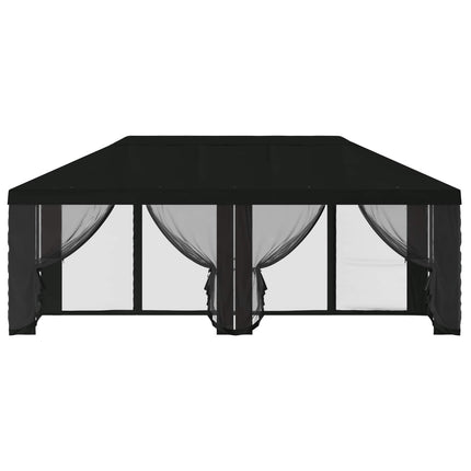 Gazebo-tak med sidoväggar 6 x 3 m Svart Polyester 190