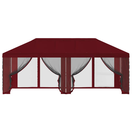 Gazebo-tak med sidoväggar 6 x 3 m Vinröd Polyester 190