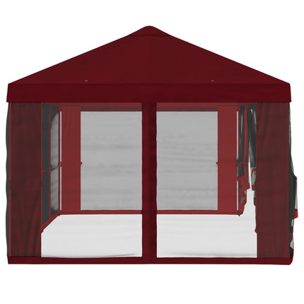 Gazebo-tak med sidoväggar 6 x 3 m Vinröd Polyester 190