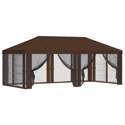 Gazebo-tak med sidoväggar 6 x 3 m Brun Polyester 190
