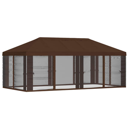 Gazebo-tak med sidoväggar 6 x 3 m Brun Polyester 190