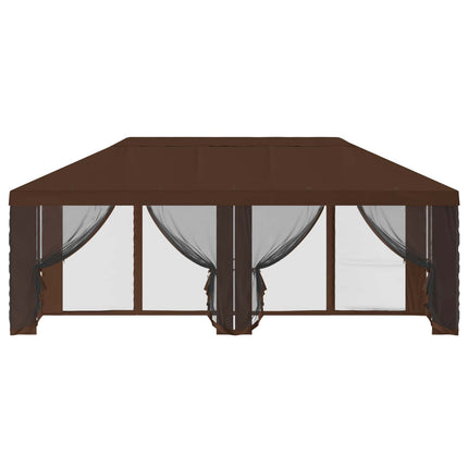 Gazebo-tak med sidoväggar 6 x 3 m Brun Polyester 190