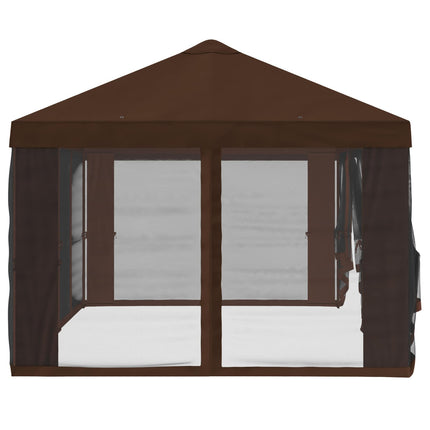 Gazebo-tak med sidoväggar 6 x 3 m Brun Polyester 190