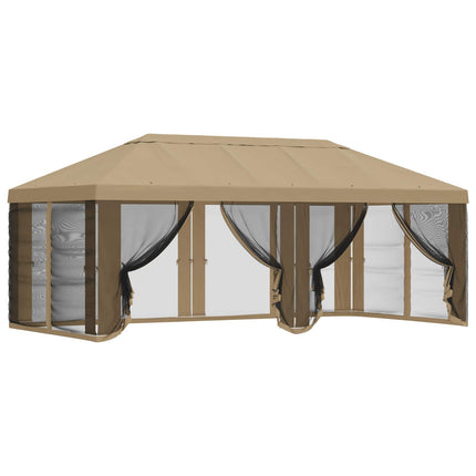 Gazebo-tak med sidoväggar Beige 600,5 x 300,5 cm Polyester