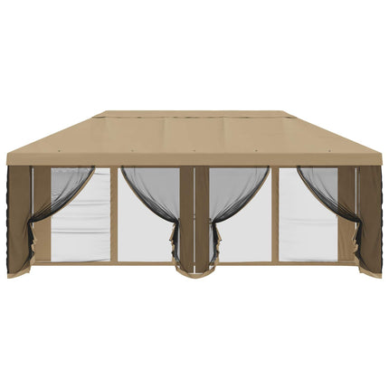 Gazebo-tak med sidoväggar Beige 600,5 x 300,5 cm Polyester