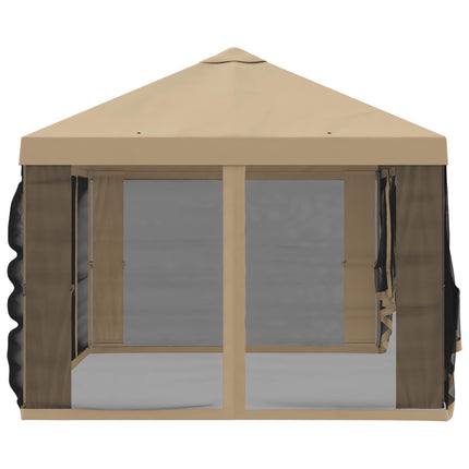 Gazebo-tak med sidoväggar Beige 600,5 x 300,5 cm Polyester