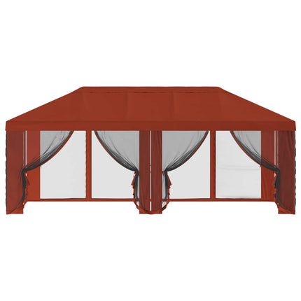 Gazebo-tak med sidoväggar Terracotta 600,5 x 300,5 cm Polyester