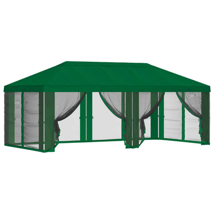 Gazebo-tak med sidoväggar Grön 600,5 x 300,5 cm Polyester