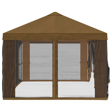 Gazebo-tak med sidoväggar Taupe 600,5 x 300,5 cm Polyester