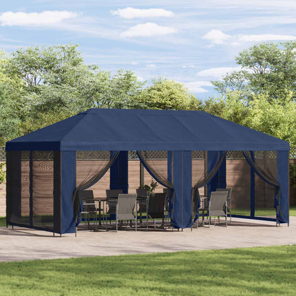 Gazebo-tak med sidoväggar Blå 600,5 x 300,5 cm Polyester
