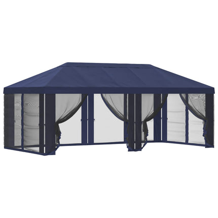 Gazebo-tak med sidoväggar Blå 600,5 x 300,5 cm Polyester