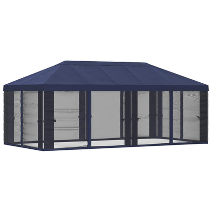 Gazebo-tak med sidoväggar Blå 600,5 x 300,5 cm Polyester