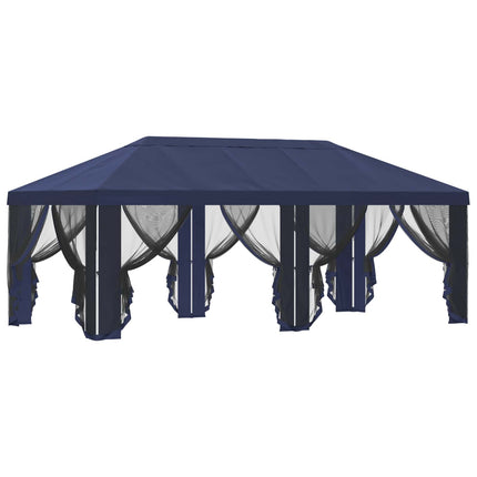 Gazebo-tak med sidoväggar Blå 600,5 x 300,5 cm Polyester