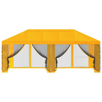 Gazebo-tak med sidoväggar Gul 600,5 x 300,5 cm Polyester